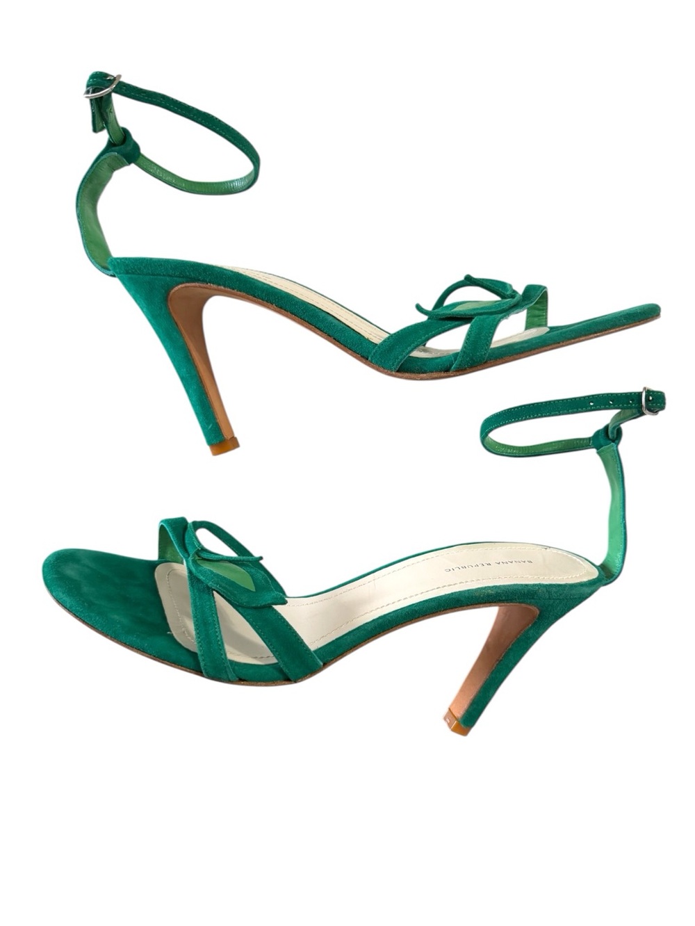 90s Y2K Banana Republic Martinique Emerald Green Suede Sandals
